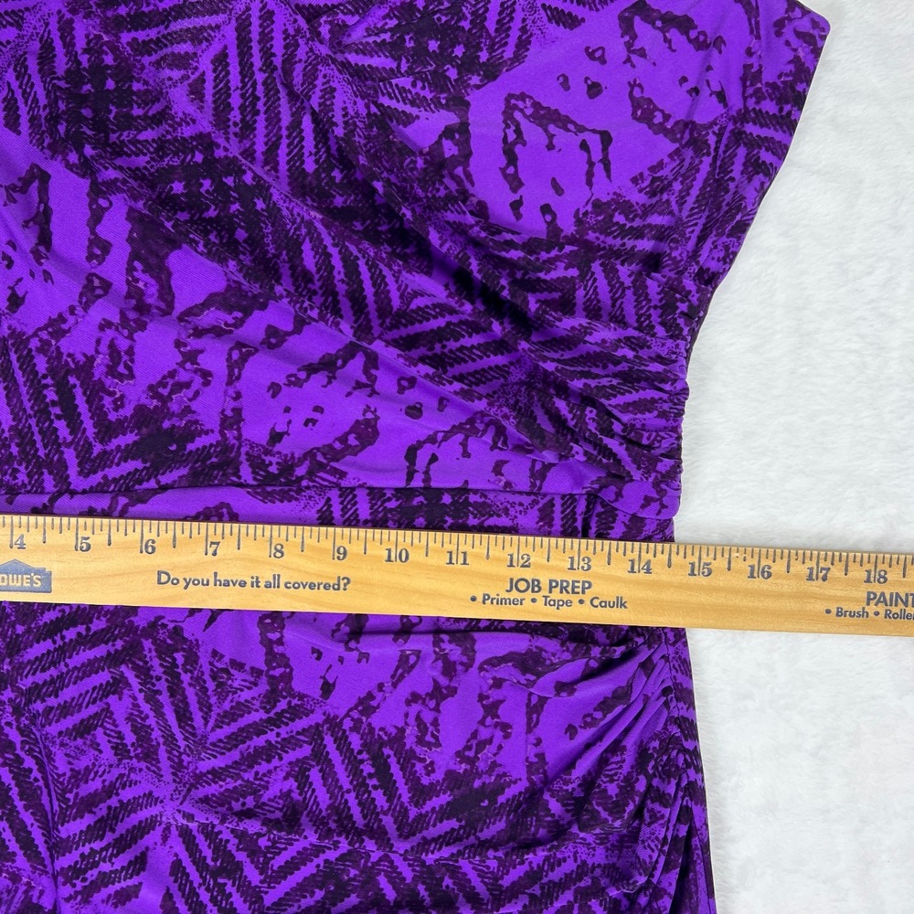 Lauren Ralph Lauren Purple Geometric Aztec Print Sleeveless V-Neck Sheath Dress - Picture 9 of 15